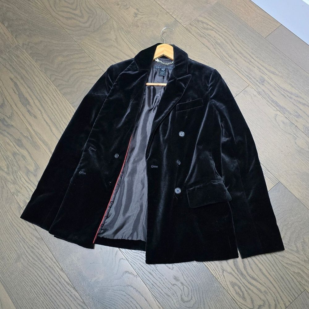 Marc by Marc Jacobs Velvet Lapel Collar Double Breasted Blazer in Black